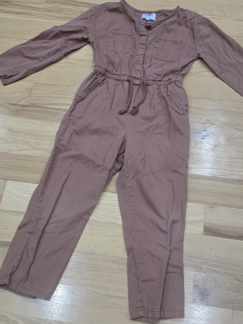 Kids Old Navy Tan Long-Sleeve Utility Jumpsuit - Picture 2 of 6